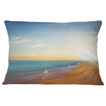 Quiet Evening Blue Beach Seashore Throw Pillow, 12"x20"