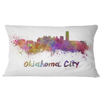 Oklahoma Skyline Cityscape Throw Pillow, 12"x20"