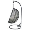 Benzara BM235370 Oval Wicker Swing Chair With Mesh Pattern, Black and Beige