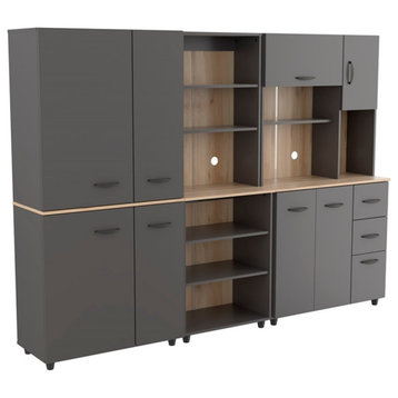 Inval Proforte 3-Piece Garage Cabinet Set in Dark Gray and Maple