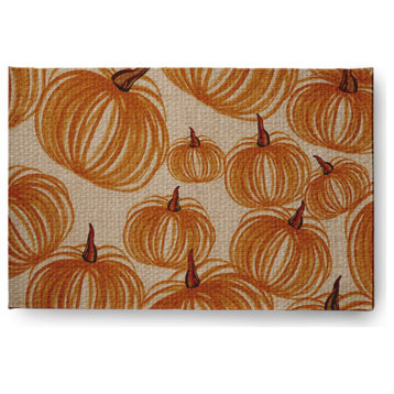Pumpkins-A-Plenty Fall Design Chenille Area Rug, Yellow-Taupe, 2'x3'