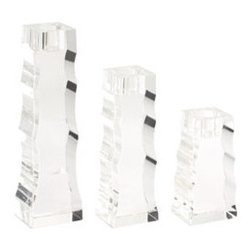 Glass Taper Candlesticks - Set of 3 - New - Candleholders