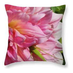 Pink peony and grasshopper pillow - Decorative Pillows