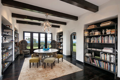 Example of a large transitional home design design in Santa Barbara