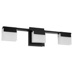 Eglo - 3-Light, 22W LED Bath/Vanity Light, Matte Black/Frosted Glass - The Vente three light Integrated LED vanity light by Eglo is a decorative way to bring light into your bath area. This vanity light features a matte black finish with slim square frosted glass illuminating a warm white light