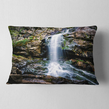 Waterfall in Sofia Bulgaria Landscape Printed Throw Pillow, 12"x20"