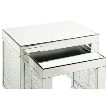 Nysa Accent Table, Mirrored and Faux Crystals Inlay