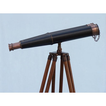 Floor Standing Admiral's Bronzed With Leather Binoculars 62'' Telescope