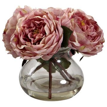 Fancy Rose With Vase, Pink