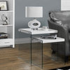 Nesting Table, Side, End, Accent, Bedroom, Tempered Glass, Glossy White