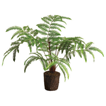 Luxe Forest Fern Faux Floral Artificial Plant Large 30in Drop In Leaves Designer