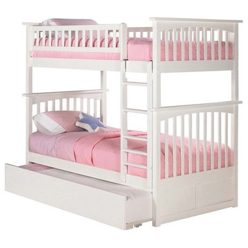 AFI Columbia Urban Twin Over Twin Solid Wood Trundle Bunk Bed in White