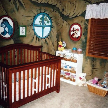 Winnie The Pooh Murals in a Nursery by Tom Taylor of Mural Art LLC