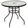 Costway 31 1/2'' Patio Round Table Tempered Glass Steel Frame Outdoor Pool