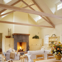 half brick fireplace wall