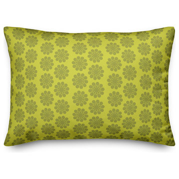 Green Floral Pattern Throw Pillow