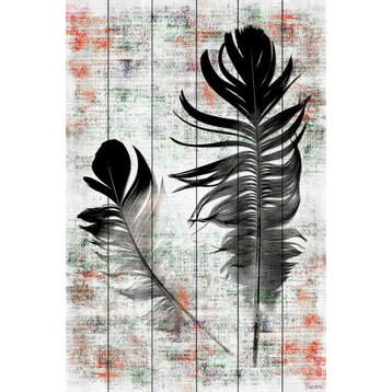 "Black Feathers" Print on White Wood, 40"x60"