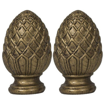Urbanest Pineapple Lamp Finial, 2", Antique Gold, Set of 2