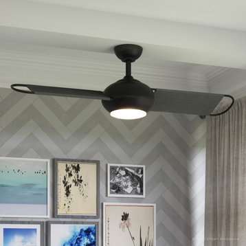 Luxury Modern Ceiling Fan, Black Iron, UHP9082, Rockport Collection
