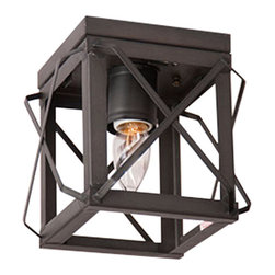 Irvin's Handcrafted - Kettle Black Ceiling Light With Folded Bars and No Glass - Flush-mount Ceiling Lighting