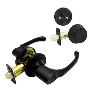 Designers Impressions Richmond Design Matte Black Passage Door Lever Knob
