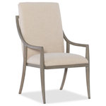 Hooker Furniture - Affinity Host Chair - The Affinity Host Chair�s Quartered Oak Veneer frame has softly curving legs and a curved back for an inviting, soft silhouette. The greige sand-blasted finish complements the Kurtz Linen on the plush and rounded upholstered seat and back, offering a natural color palette and tactile appeal. The fabric is a polyester-linen blend.