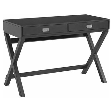 Linon Peggy Wood Two Drawer Writing Desk in Black