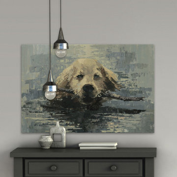 "Obedient Dog" Painting Print on Wrapped Canvas