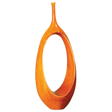 Open Oval Ring Vase, Orange, 5.5"x10"x22"