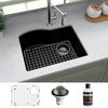 Karran Undermount Quartz 24" Single Bowl Kitchen Sink Kit, Black