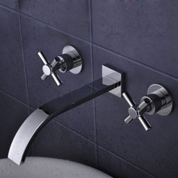Solid Brass Wall Mount Bathroom Sink Faucet Widespread T0461 - Bathroom Sink Faucets