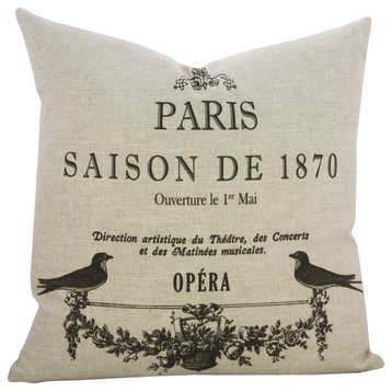 Paris Birds Linen Pillow