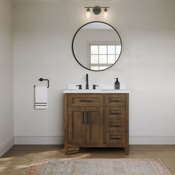 The Oswald Bathroom Vanity, Almond Latte, 36", Single Sink, Freestanding