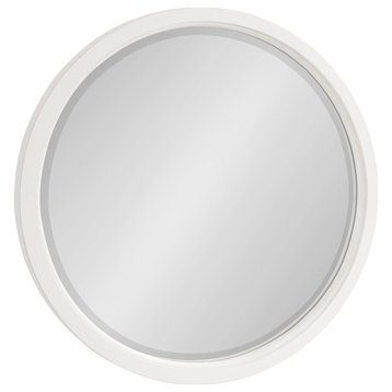 Hogan Round Framed Wall Mirror, White 18 Diameter