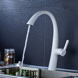 White Printed Rotatable Single Handle Pull Out Kitchen Sink Faucet T0408W - Kitchen Faucets