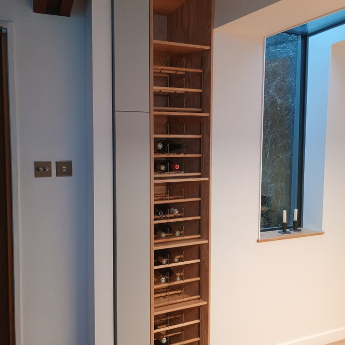 Additional solid ash wine rack with compound angles.