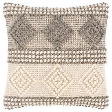 Hygge Pillow, Charcoal/White, 20"x20", Polyester Insert
