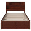 Newport Full Platform Bed, Flat Panel Foot Board & Full Size Trundle Bed, Walnut