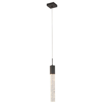 Matte Black Single Pendant Lighting With Clear Bubble Crystal