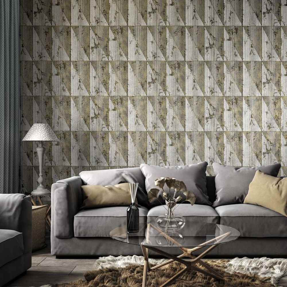 View of Textured Wallpaper Geometric, 65277, Sample - Contemporary - Wallpaper ...