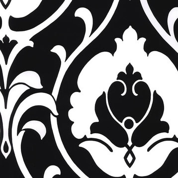 Shades, Damask Geometric Graphic White, Black Wallpaper Roll