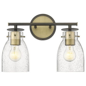 Shelby 2-Light Bathroom Vanity Light in Oil Rubbed Bronze and Antique Brass