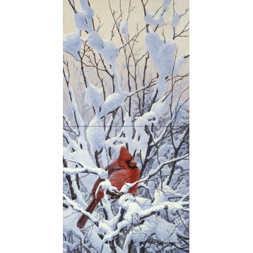 Tile Mural Kitchen Backsplash Winter Perch Cardinal by John Seerey-Lester