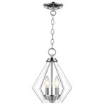 Livex Lighting - Prism 2-Light Mini Chandelier/Ceiling Mount, Polished Chrome - Influenced by modern industrial style, our Prism polished chrome finish pendant/flush mount light has a striking triangular shape. Sleek and contemporary, it's ideal for modern, contemporary or industrial style interiors.