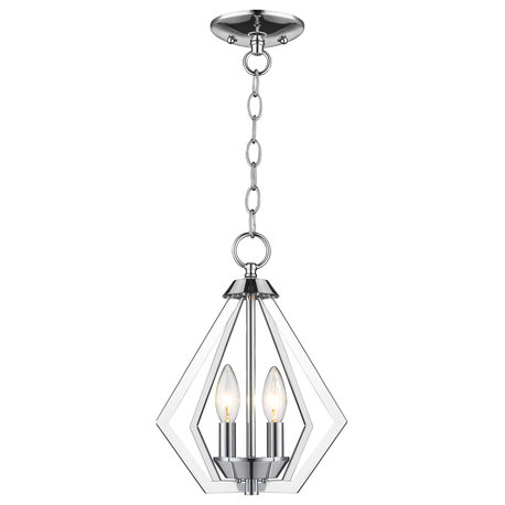 Prism 2-Light Mini Chandelier/Ceiling Mount, Polished Chrome