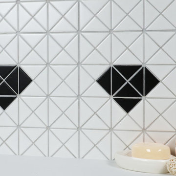Triangular Diamond Pattern Porcelain Mosaic Tile, Wall decor