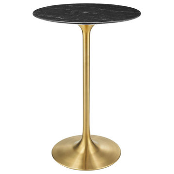 Modway Lippa 28" Artificial Marble Bar Table, Gold Black