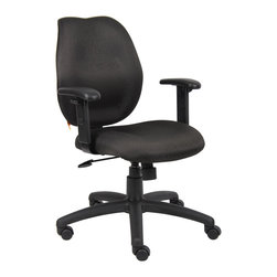 Black Mid-Back Fabric Task Office Chair - Office Chairs