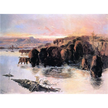 Charles Marion Russell The Buffalo Herd, 21"x28" Wall Decal