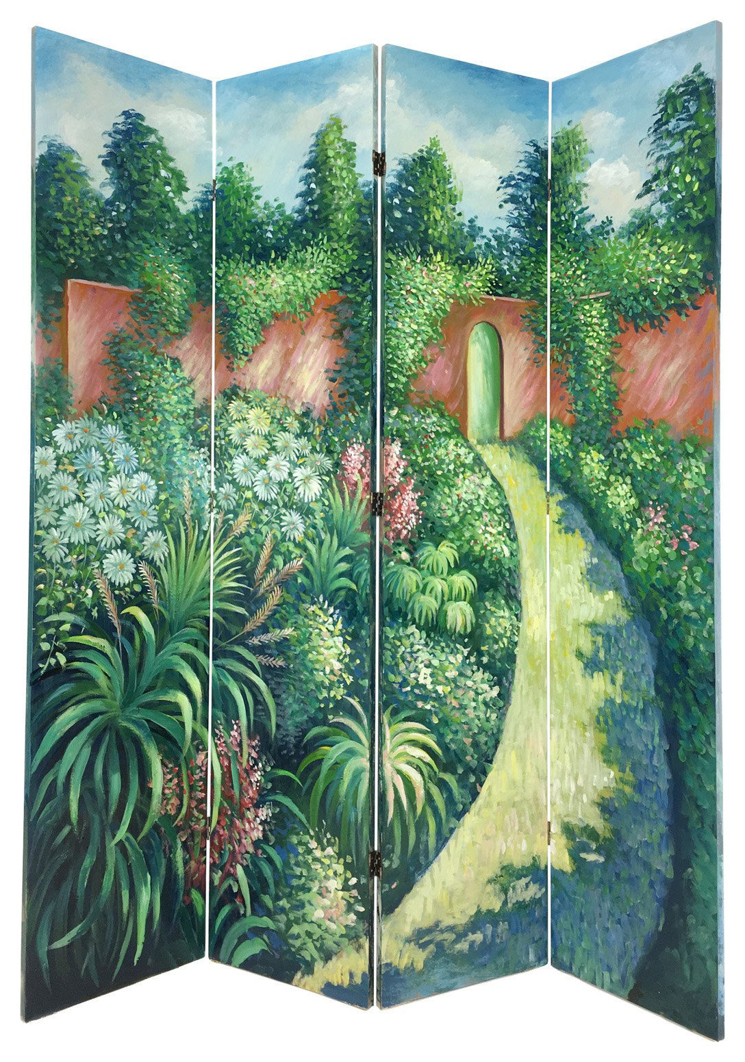 Multicolour Divider Multicolor Room Divider with Unique Garden Artwork on Each Side ...